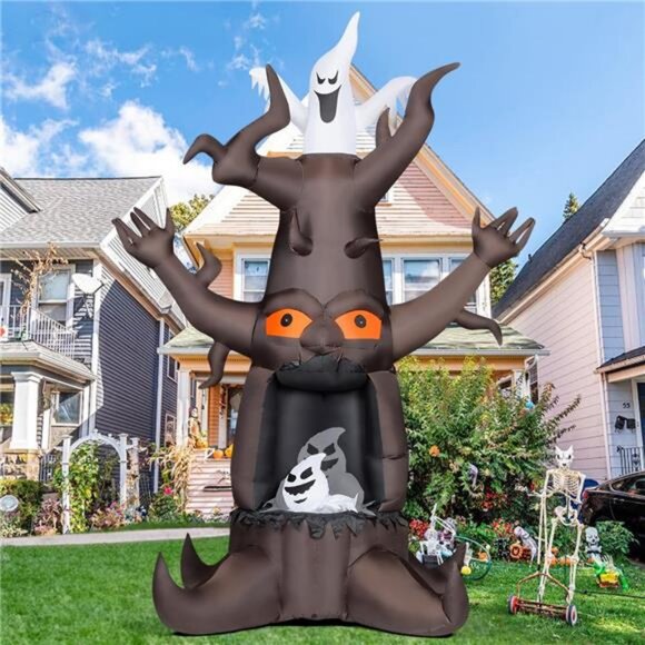 GOOSH 9 FT Halloween Inflatable Animated Dead Tree Outdoor Decorations Blow Up - Picture 5 of 7